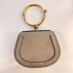 Chloe Nile Bracelet Bag Grey Leather Gold Hardware Small Crossbody Handbag